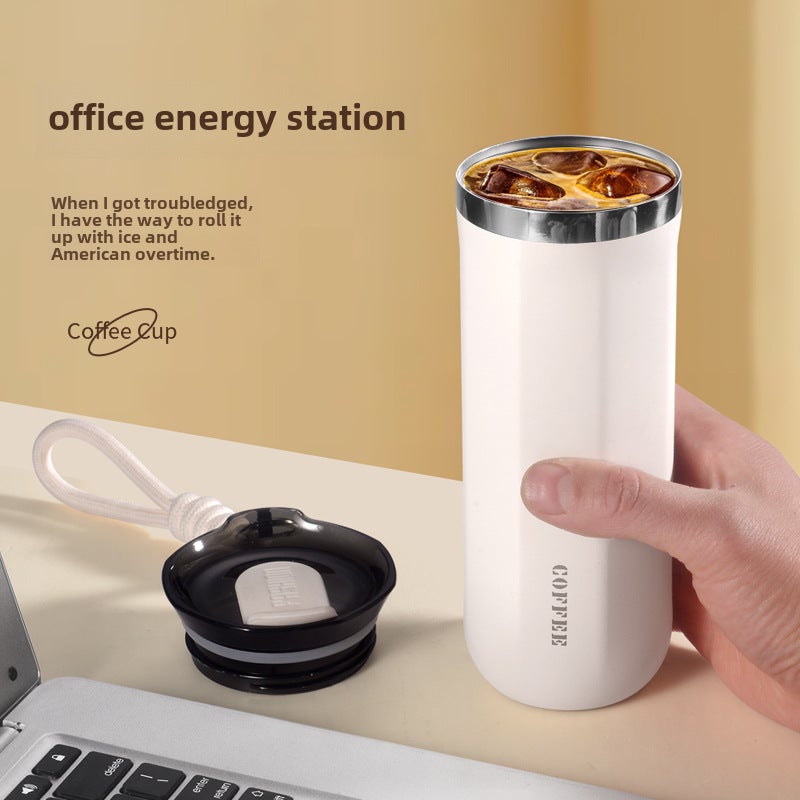 Ice American Coffee Cup 304 Stainless Steel Thermos Cup Female High-Looking Student Water Cup Accessible Luxury High-End Cup(500ml white, 350-500ml) - Image 4