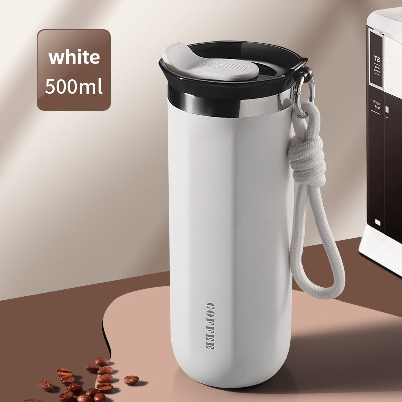 Ice American Coffee Cup 304 Stainless Steel Thermos Cup Female High-Looking Student Water Cup Accessible Luxury High-End Cup(500ml white, 350-500ml) - Image 1