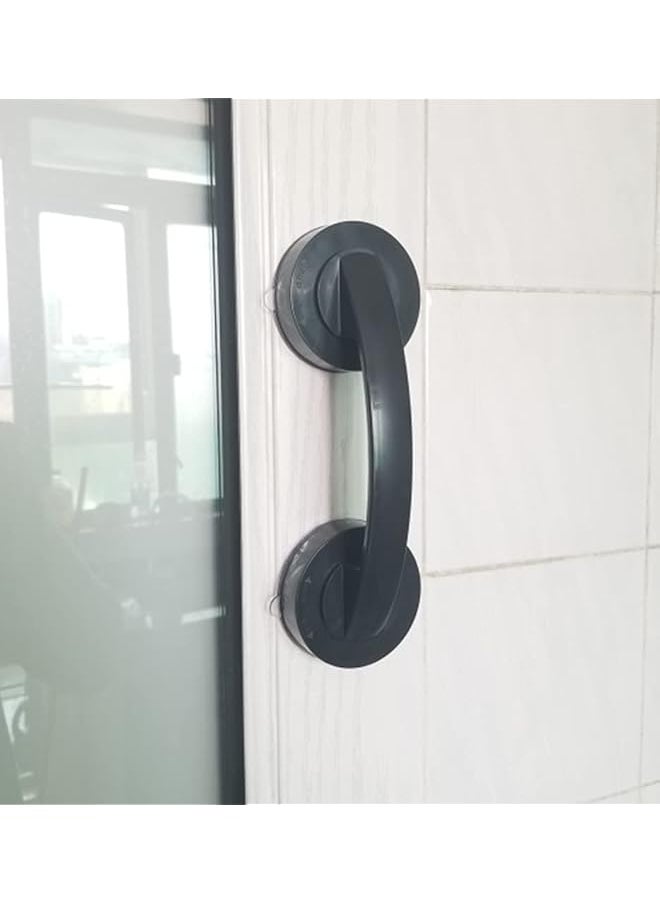 PROMASS - promass Powerful Suction Cup Glass Mirror Door Handle, Refrigerator Drawer Bathroom Suction Cup Wall handrail, Bathtub Shower Handle Kitchen Drawer Cabinet Handle Suction Cup (Black Large) - Image 1