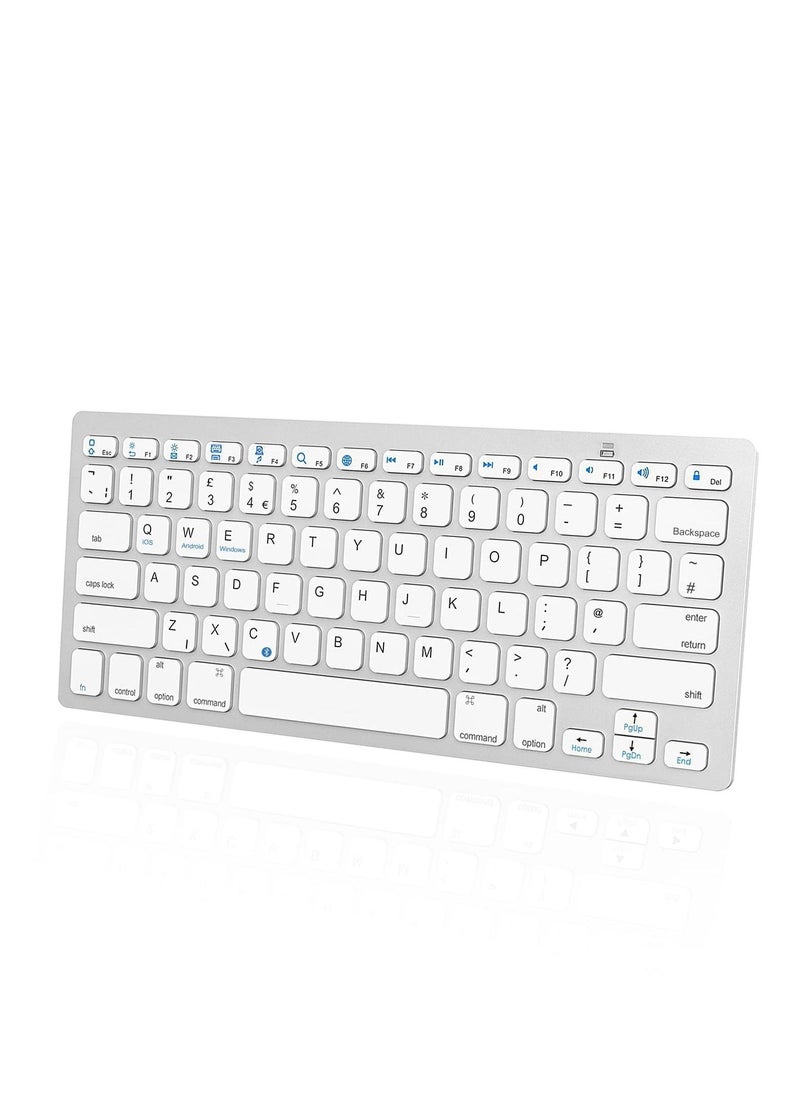 Y&D - Bluetooth Keyboard, Wireless Tablet Keyboards Compatible with Windows/Android/iOS, Keyboard for iPad/iPad Pro/iPad Air/iPad Mini, Samsung, iPhone and Other Devices, White - Image 1