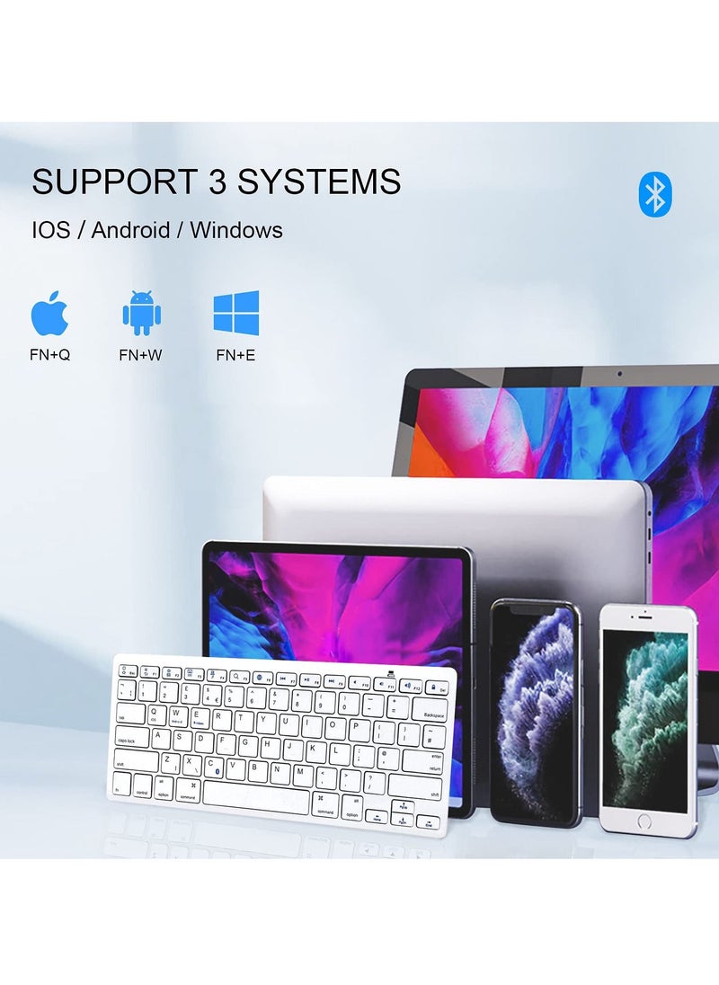 Y&D - Bluetooth Keyboard, Wireless Tablet Keyboards Compatible with Windows/Android/iOS, Keyboard for iPad/iPad Pro/iPad Air/iPad Mini, Samsung, iPhone and Other Devices, White - Image 1