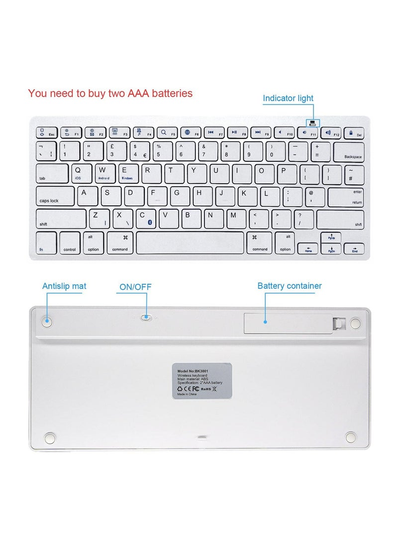 Y&D - Bluetooth Keyboard, Wireless Tablet Keyboards Compatible with Windows/Android/iOS, Keyboard for iPad/iPad Pro/iPad Air/iPad Mini, Samsung, iPhone and Other Devices, White - Image 1