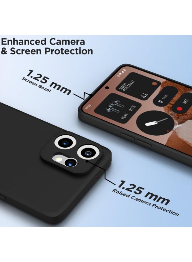 Case for CMF By Nothing Phone 2 Pro Fusion Soft Silicone Gel Rubber Cover Shockproof Matte Finish Back Cover Inner Fabric Lining with Camera Protection Case for CMF By Nothing Phone 2 Pro Black - Image 3