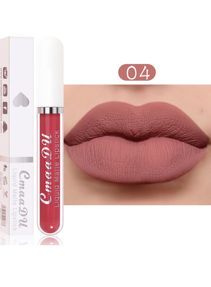 CmaaDu 1pc Liquid Lipstick Lip Gloss, Waterproof Nude Lipstick, Non Fade Long Lasting Color Matte, Natural Formula Hydrating Lip Liner Pens for Multiple Occasions, (Color Matte Lip Gloss_04) - Image 1