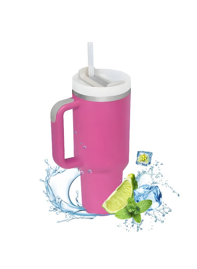 Tumbler 1200ml With Handle and Straw Lid Insulated 40 oz Reusable Stainless Steel Vacuum Insulated Water Bottles Travel Mug Iced Coffee Cup for Hot and Cold Beverages