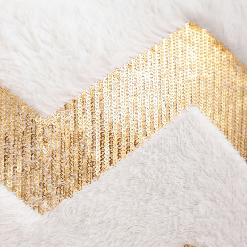 Golden Embroidered Plush Pillowcase 12x20 Inch Wide Strip Home Decor - Image 4