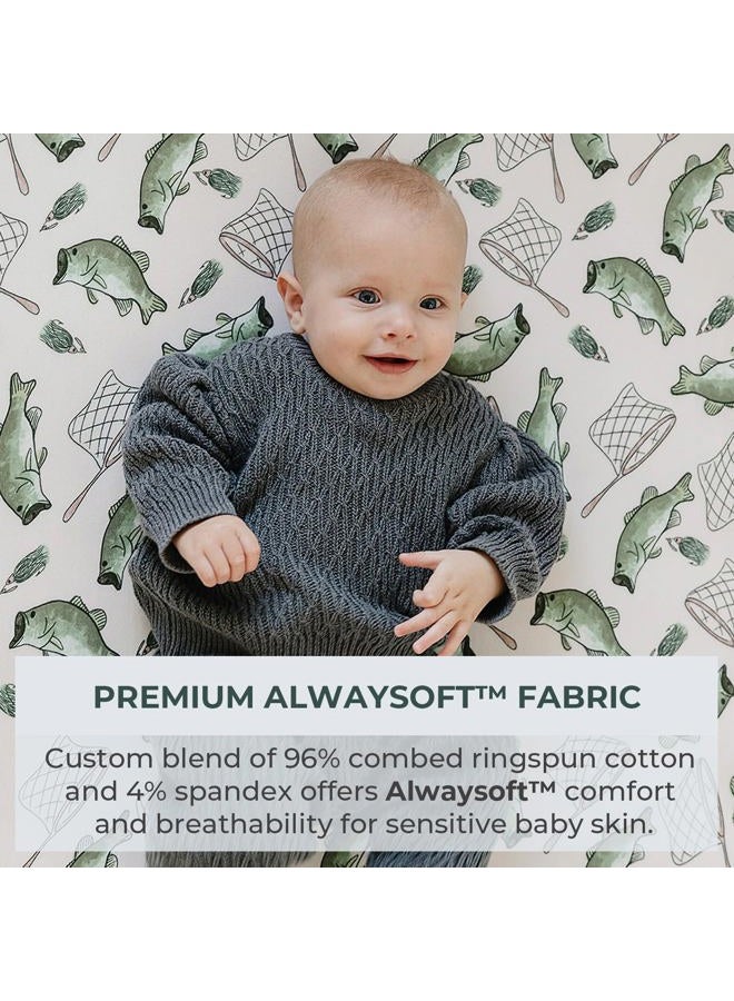 Pobibaby 2 Pack Premium Fitted Baby Boy Crib Sheets for Standard Crib Mattress - Ultra-Soft Jersey Knit, Safe and Snug, and Stylish Ocean Crib Sheet (Gone Fishing) - Image 2