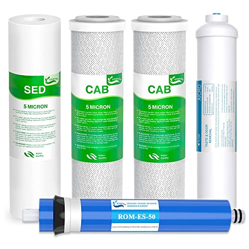 Vegebe 1-5 Stage 50 GPD RO Water Filter Set Replacement Fit for APEC Reverse Osmosis System (1/4" Output) - Image 1