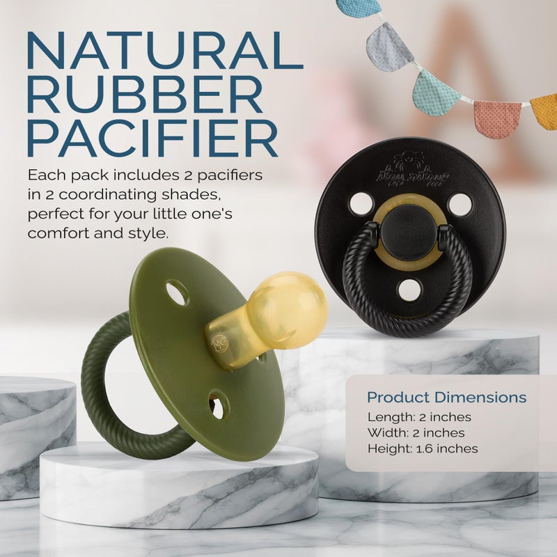 Itzy Ritzy Natural Rubber Newborn Pacifiers (Set of 2) â€“ Baby Pacifiers with Cherry-Shaped Nipple & Large Air Holes for Added Safety; Set of 2 Binkies in Camo & Midnight (Ages 0 â€“ 6 Months) - Image 5