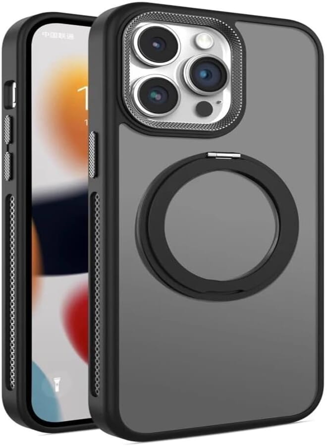 جراب Next Store المغناطيسي غير اللامع متوافق مع iPhone 14 Pro Max، مسند مخفي، يدعم الشحن المغناطيسي، غطاء واقٍ رفيع مقاوم للصدمات ومضاد للاصفرار (أسود)