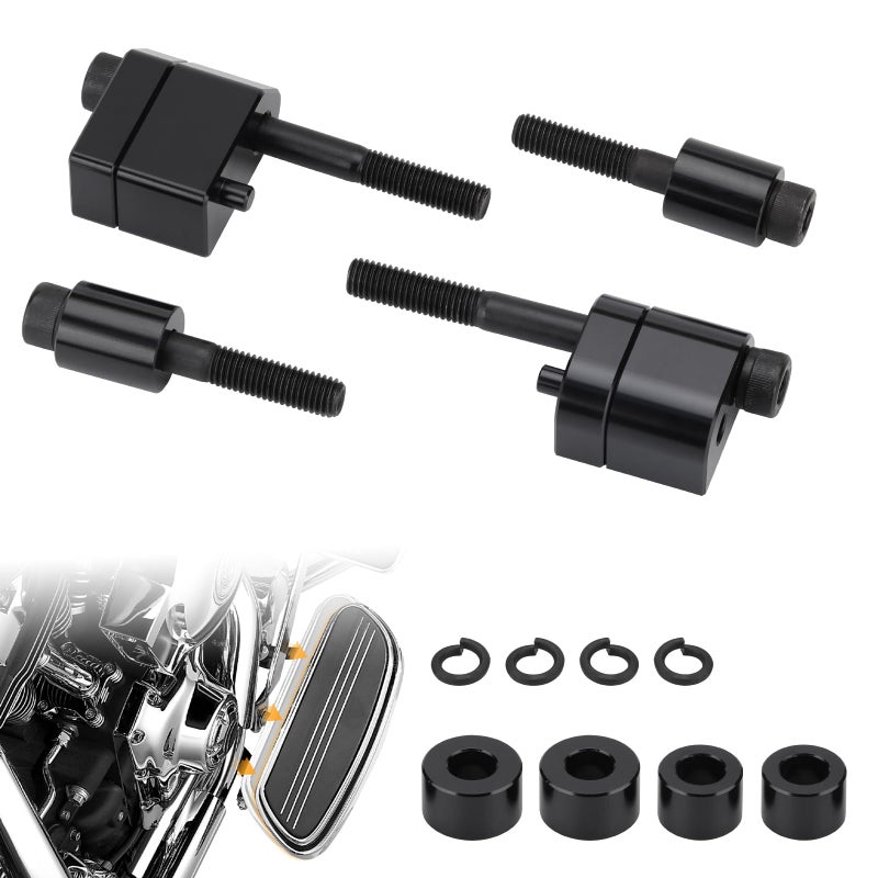 VG MOTO Driver Floorboard Outward Extension Spacer Extenders Kit 1 15 Compatible with Harley Touring Road King Street Glide Electra Glide Road Glide 20092024 FL Trikes 20092013 Black - Image 2