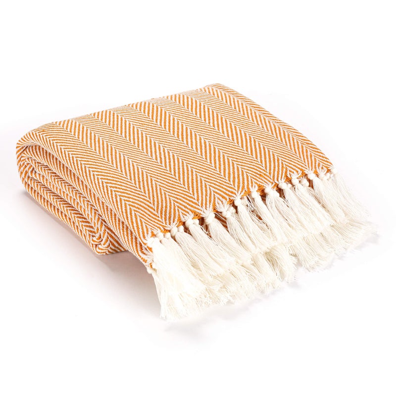 EHC Throw Blanket Versatile Blanket Throws for Sofa Armchairs Settee Couch Single Size Blanket for Travel Soft Warm Acrylic Blanket 125 x 150cm  Ochre