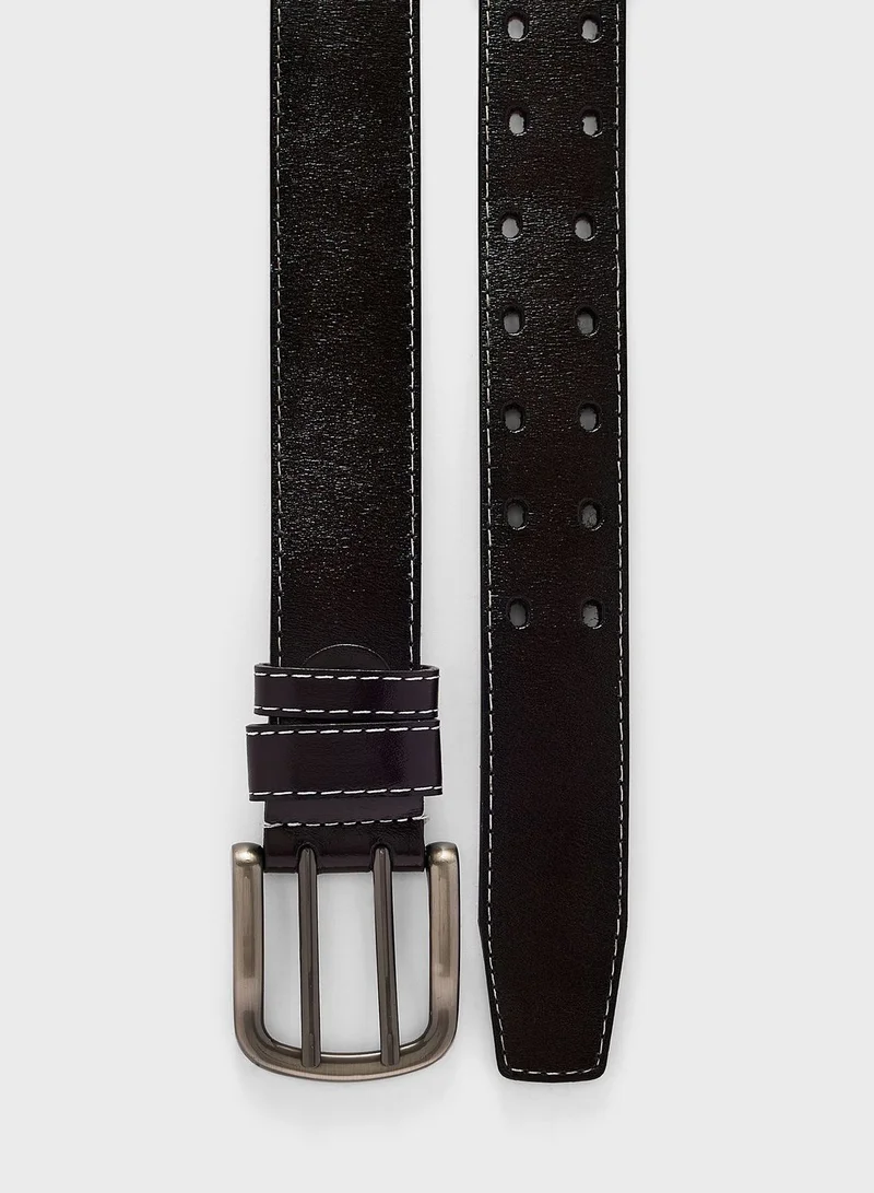 Seventy Five Faux Leather Punch Hole Detail Belt