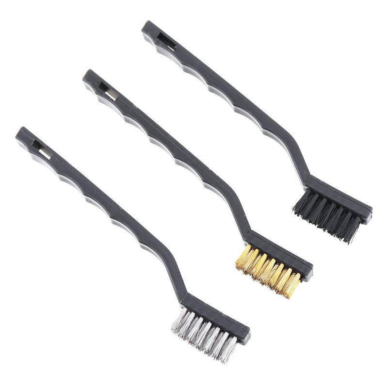 ChgImposs 3Pcs Mini Wire Brush Set, Nylon Brass Stainless Steel Wire Brush for Cleaning Welding Slag Scrubbing and Rust - Image 3