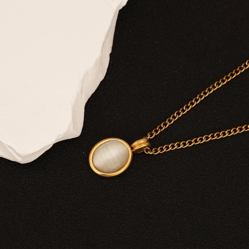 Dckazz Opal Necklace for Women Gold Opal Jewelry Dainty Stone Necklace Oval Pendant Necklace Dainty 14K Gold Plated Stainless Steel - Image 5