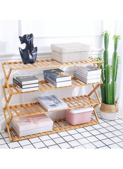 Roman Gifts Bamboo Foldable Multifunctional Shoe Rack for Closet Entryway Living Room Bedroom  - Image 2