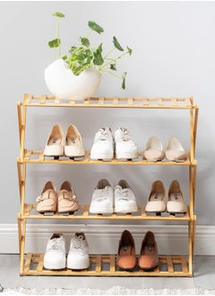 Roman Gifts Bamboo Foldable Multifunctional Shoe Rack for Closet Entryway Living Room Bedroom  - Image 3