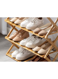 Roman Gifts Bamboo Foldable Multifunctional Shoe Rack for Closet Entryway Living Room Bedroom  - Image 4
