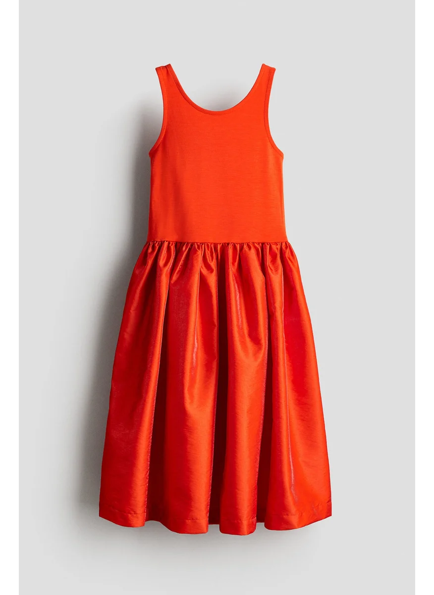 H&M Satin-Skirt Jersey Dress