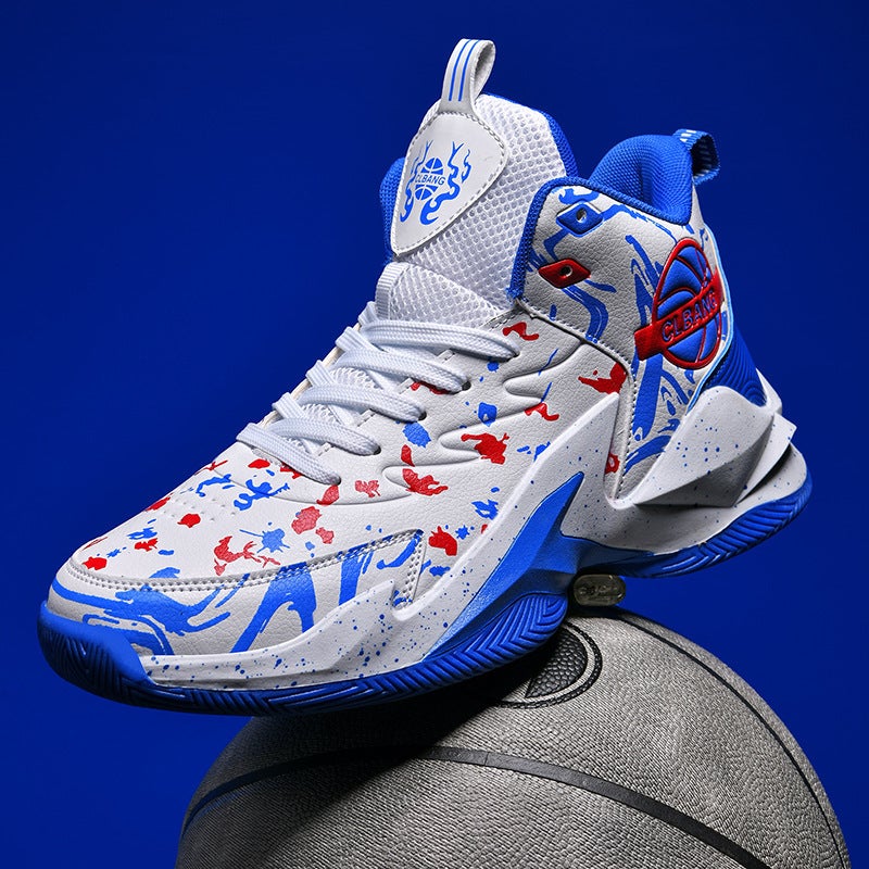 New High-Top Basketball Shoes Men'S Leather Children'S Primary And Secondary School Students Sneaker Cement Floor Indoor And Outdoor Running Shoes - Image 1