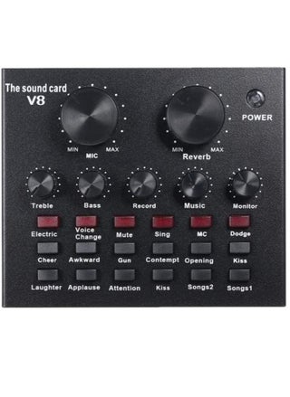 V8 Multifunctional Live Sound Card USB Audio Interface Intelligent Volume Adjustable Audio Mixer Sound Card for Recording Hosting Speech - pzsku/ZEB84A7D46D189496DE4AZ/45/1747287980/4575abd7-a514-4aab-a44c-9c3e44fbebdf