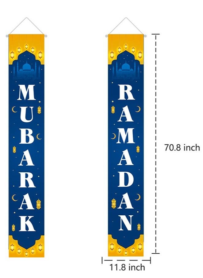 Generic Ramadan Mubarak Porch Sign Banner for Ramadan Mubarak Party Decoration (Blue)  - Image 2