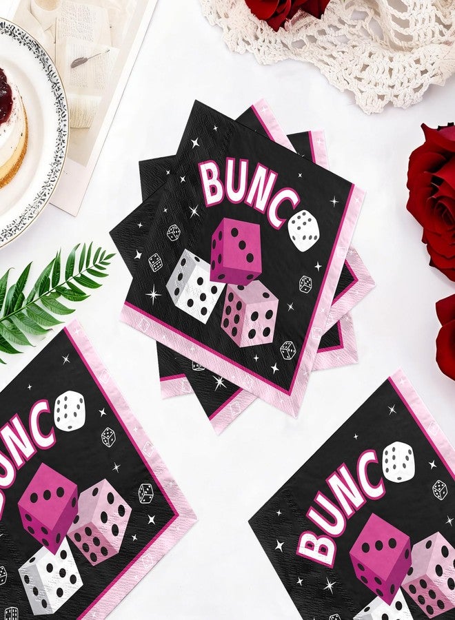 Greencian 100Pcs Dice Game Themed Paper Cocktail Napkins 3 Ply Pink Black Absorbent Hand Towels Retro Dice Guest Napkins for lady Casino Night Bachelorette Party Dinner Bathroom Kitchen Supplies - Image 2