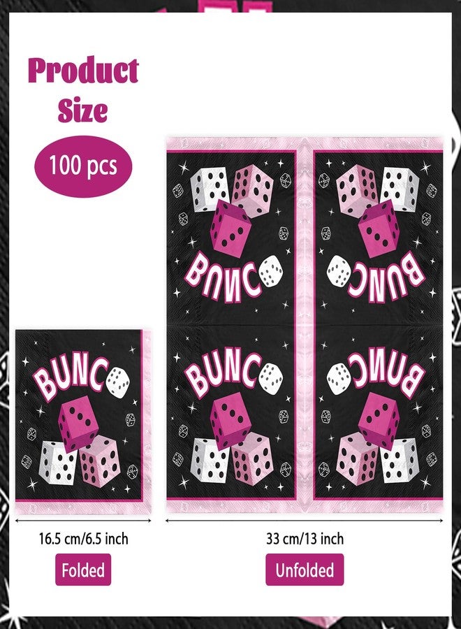 Greencian 100Pcs Dice Game Themed Paper Cocktail Napkins 3 Ply Pink Black Absorbent Hand Towels Retro Dice Guest Napkins for lady Casino Night Bachelorette Party Dinner Bathroom Kitchen Supplies - Image 4