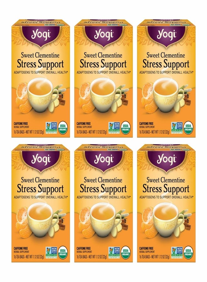 Yogi Tea Sweet Clementine Stress Support Tea, USDA Certified Organic, Non-GMO, 16 Tea Bags per Pack (6 Packs) - Image 1