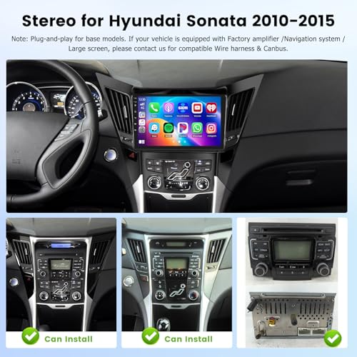 Hikity [DSP 4+64G] for Hyundai Sonata 2010-2015 Android 15 Car Stereo, Hikity 9'' IPS Touchscreen Sonata Radio Wireless Carplay Android Auto 5G WiFi/Bluetooth Mirror Link GPS SWC/FM/RDS/32EQ Backup Cam Mic - Image 2