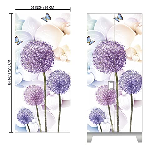 WallDaddy Self Adhesive Almirah Stickers, Wall Stickers, Decorative Sticker Wallpaper for Home Wardrobe Doors (Cotton Flower Almirah) PVC Vinyl Size Large (39 x 84 Inch) - Image 2