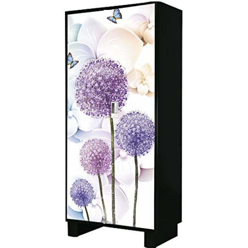 WallDaddy Self Adhesive Almirah Stickers, Wall Stickers, Decorative Sticker Wallpaper for Home Wardrobe Doors (Cotton Flower Almirah) PVC Vinyl Size Large (39 x 84 Inch) - Image 3