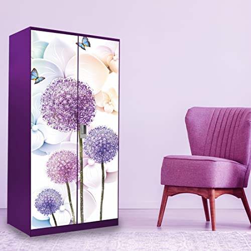 WallDaddy Self Adhesive Almirah Stickers, Wall Stickers, Decorative Sticker Wallpaper for Home Wardrobe Doors (Cotton Flower Almirah) PVC Vinyl Size Large (39 x 84 Inch) - Image 4