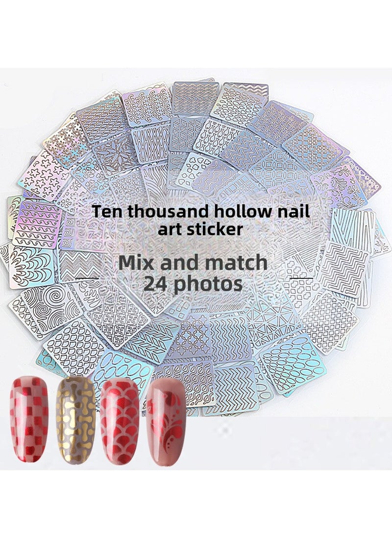 Goolsky 24 Sheets 3D Laser Nail Art Stickers - Irregular Pattern Vinyl Decals for Creative Nail Designs & Stencils  - Image 2