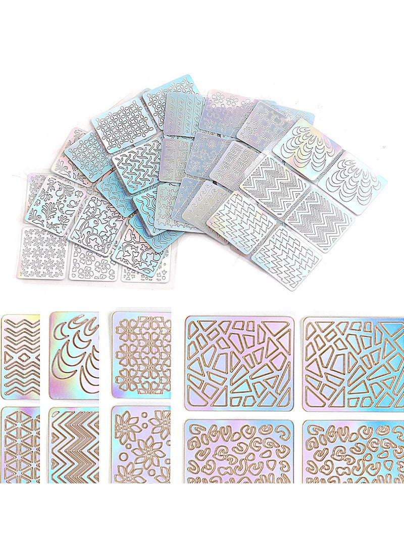 Goolsky 24 Sheets 3D Laser Nail Art Stickers - Irregular Pattern Vinyl Decals for Creative Nail Designs & Stencils  - Image 4
