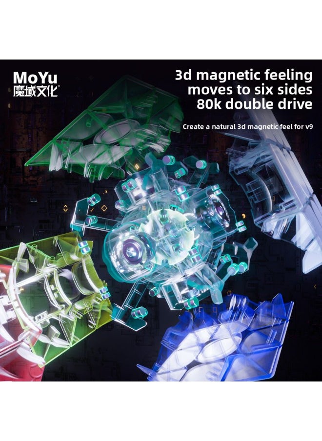 Magic Domain Veyron WRMV9 Third-order Magnetic Rubik's Cube Third-order Magnetic Levitation Ball Axis Positioning Competition Racing Rubik's Cube Toy-Color:Weilong WRM V9 Ball Shaft Full Positioning Magic Coat Version