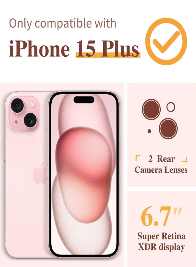 GVIEWIN Case Compatible with iPhone 15 Plus 6.7" 2023,with Screen Protector+Camera Lens Protector,Non-yellow Flower Clear TPU Slim Shockproof Anti-Scratch Protective Cover (Alcea/Red) - Image 2