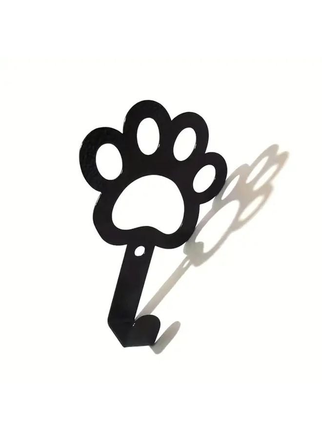 2pcs Black Metal Paw Print Wall Hooks Key Holder For Keys Jackets Towels - Image 5