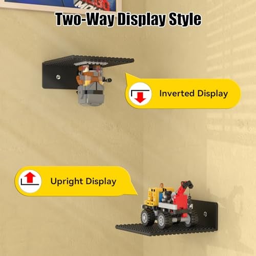 BlissBox 9-Pack Floating Shelves for Wall Compatible with Lego Building Bricks, 5x5.5inch Dual‑Sided 16x17 Studs for Toy Brick Storage and Display, ABS Display Shelves for Room Decor, Black - Image 3