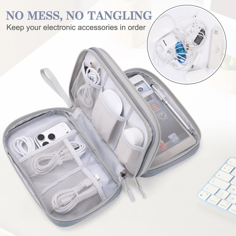 Waterproof Travel Cable Organizer Bag with Double Layer Storage for Cords, Chargers, Phone and Earphone - Image 5