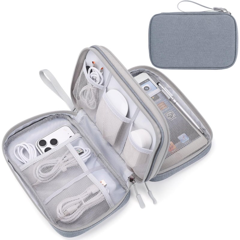 Waterproof Travel Cable Organizer Bag with Double Layer Storage for Cords, Chargers, Phone and Earphone - Image 1