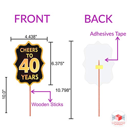 Wobbox 40th Birthday Photo Booth Party Props Brown & Golden Glitter with 40th Birthday Bunting Banner, Birthday Party Decoration, Birthday Party Item - Image 3