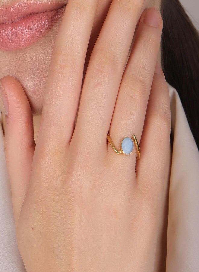 Dua Blue Opal Ring – Elegant Gold-Plated Opal Birthstone Jewelry, Gift for Women - Image 3