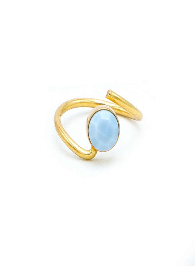 Dua Blue Opal Ring – Elegant Gold-Plated Opal Birthstone Jewelry, Gift for Women - Image 1