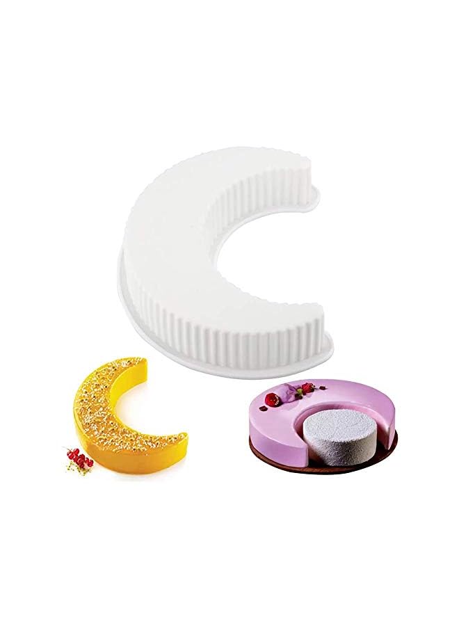 Goodern 3D Moon Shape Silicone Cake Mold,Large Moon Crescent Mousse Cake Pan Bread Pizza Baking Molds Kitchen Bakeware Tools DIY Fondant Baking Molds for Party Crescent Moon Shape Silicone Cake Pan - Image 4