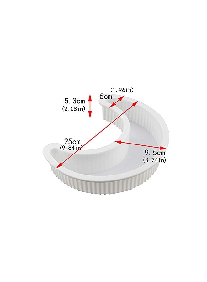 Goodern 3D Moon Shape Silicone Cake Mold,Large Moon Crescent Mousse Cake Pan Bread Pizza Baking Molds Kitchen Bakeware Tools DIY Fondant Baking Molds for Party Crescent Moon Shape Silicone Cake Pan - Image 1