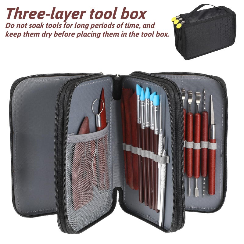Exclaith 42 Pcs Pottery Tools Pottery Sculpting Tool, Potterys Kit, Clay Sculpting Tools, Ceramics Tool Set with Carrying Case Bag and Apron, for Potterys Wheel, DIY Arts and Crafts - Image 5