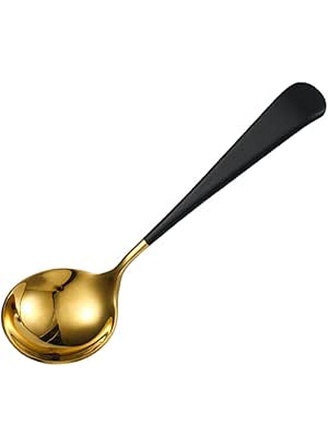 Stainless Steel Long Handle Mixing Spoon Rustproof Soup Ladle Black Gold - Image 1
