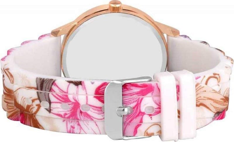 ZUPERIA Silicone Analogue Girl's Watch (Multicolour Dial Rose Gold Colored Strap) - Image 4