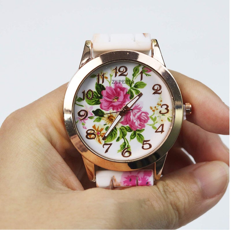 ZUPERIA Silicone Analogue Girl's Watch (Multicolour Dial Rose Gold Colored Strap) - Image 5